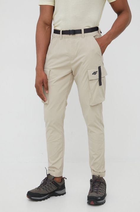 Панталони 4F в бежово със стандартна кройка