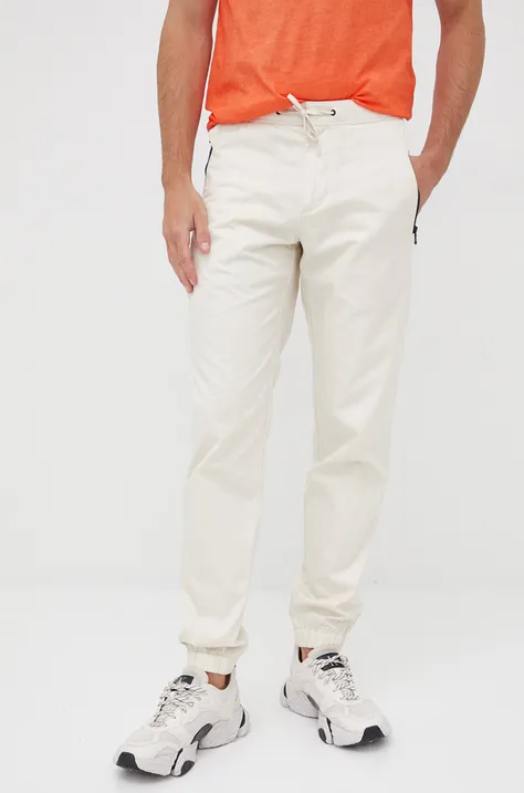 Βαμβακερό παντελόνι Sisley ανδρικός, χρώμα: μπεζ