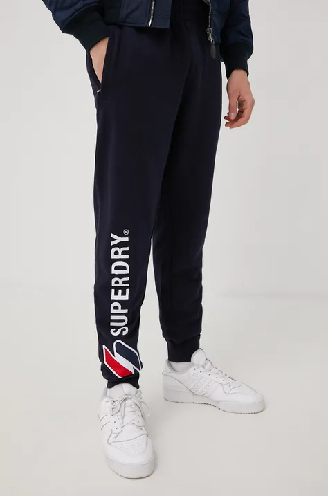 Спортен панталон Superdry в тъмносиньо с изчистен дизайн