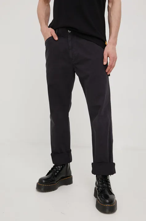 Pamučne hlače Superdry za muškarce, boja: crna, chinos kroj