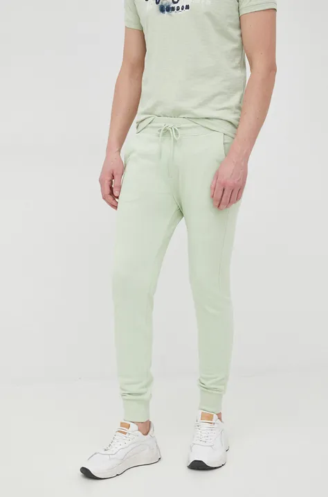 United Colors of Benetton spodnie bawełniane męskie kolor zielony gładkie