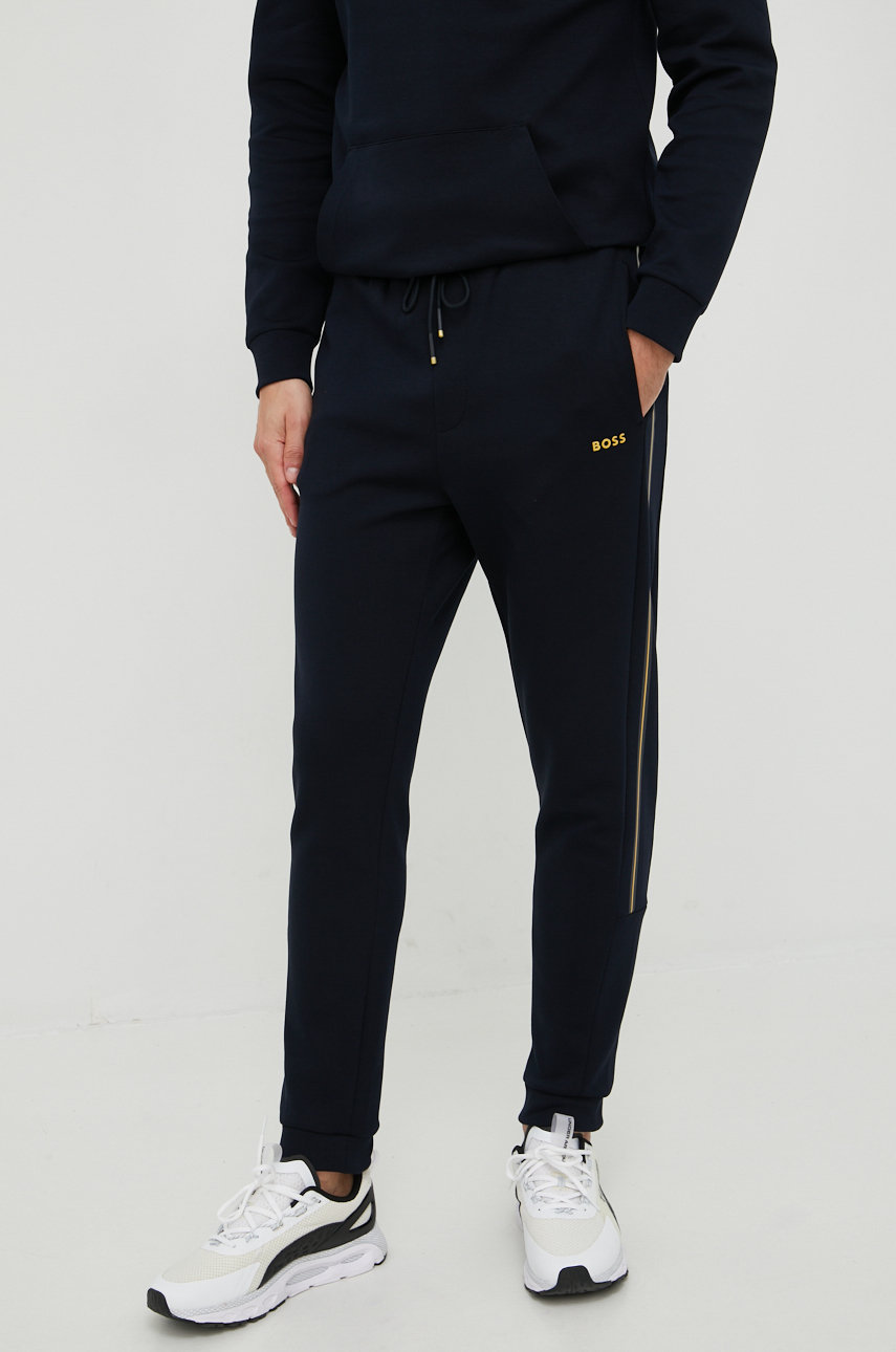BOSS spodnie dresowe BOSS ATHLEISURE 50465961 męskie kolor granatowy gładkie