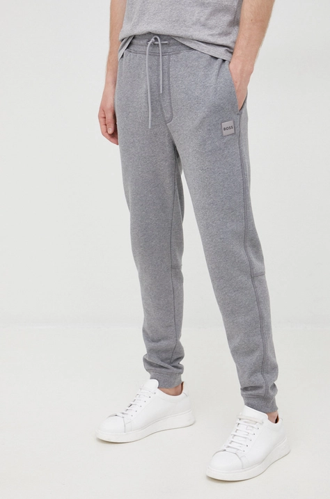 BOSS pantaloni de trening din bumbac CASUAL bărbați, culoarea gri, uni 50468448