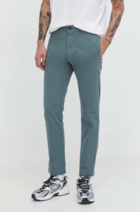 HUGO spodnie męskie kolor zielony dopasowane
