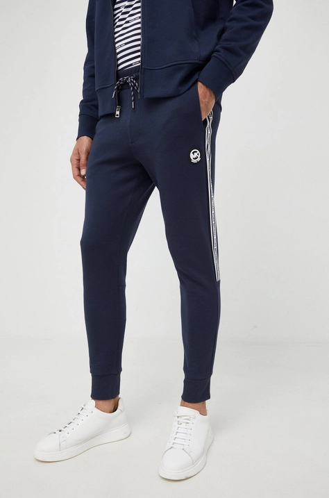 Michael Kors pantaloni barbati, culoarea albastru marin, cu imprimeu