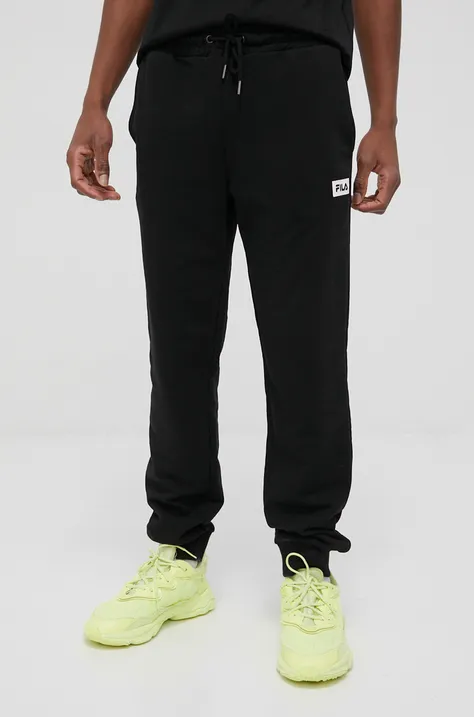 Παντελόνι Fila ανδρικός, χρώμα: μαύρο