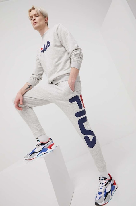 Fila spodnie Bronte męskie kolor szary melanżowe FAU0069