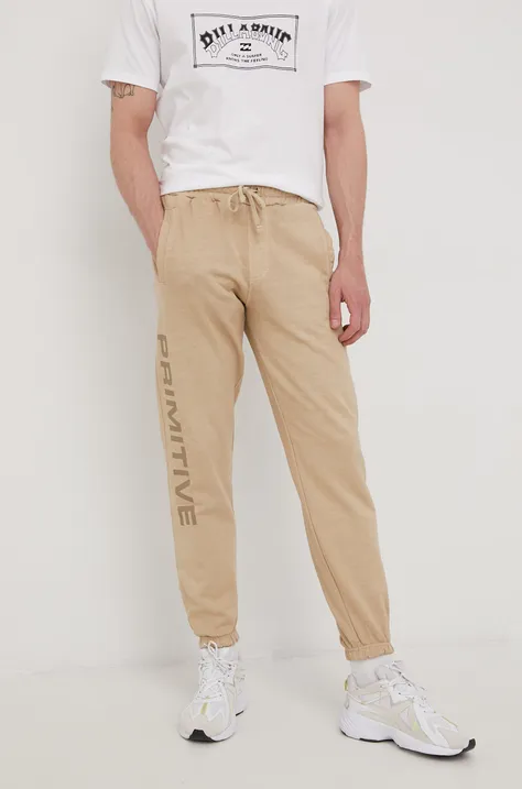 Primitive spodnie dresowe Cut n Sew męskie kolor beżowy z aplikacją