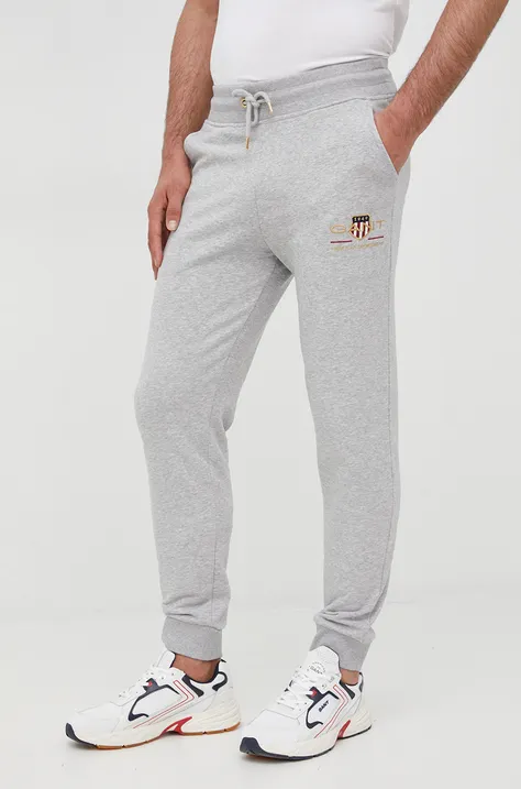 Спортивные штаны Gant мужские цвет серый с аппликацией