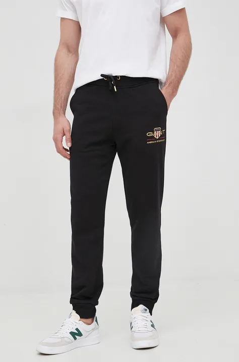 Gant spodnie dresowe 2049005. męskie kolor czarny z aplikacją