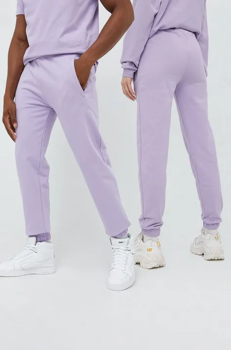 Arkk Copenhagen spodnie dresowe bawełniane kolor fioletowy gładkie