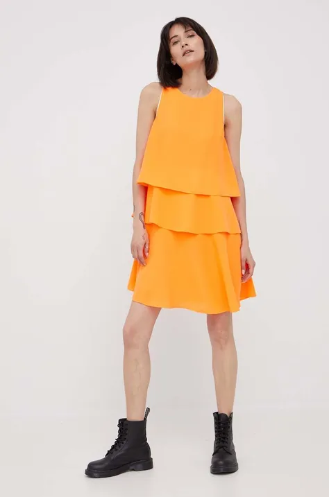Obleka Armani Exchange oranžna barva,