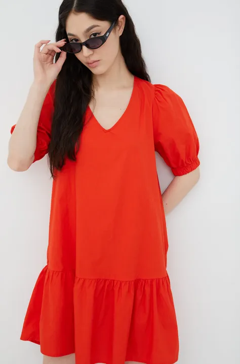 Bavlnené šaty Vero Moda červená farba, mini, áčkový strih