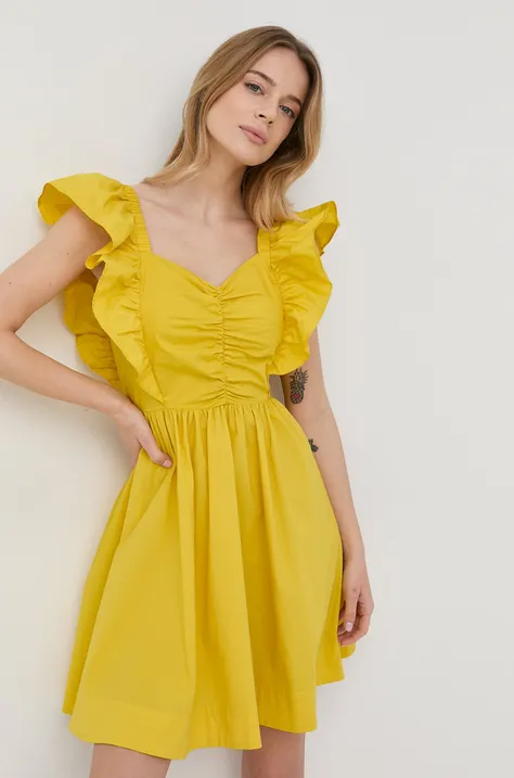 Twinset sukienka kolor żółty mini rozkloszowana