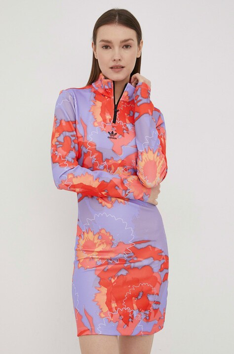 adidas Originals rochie HC4598 culoarea violet, mini, mulată