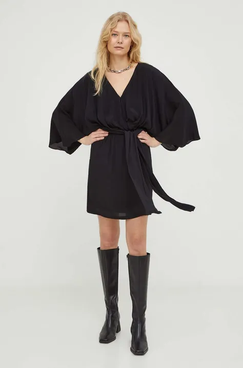 Šaty The Kooples čierna farba, mini, áčkový strih