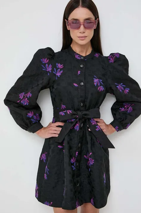 Haljina Custommade boja: crna, mini, širi se prema dolje