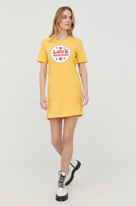 Love Moschino sukienka kolor żółty mini prosta