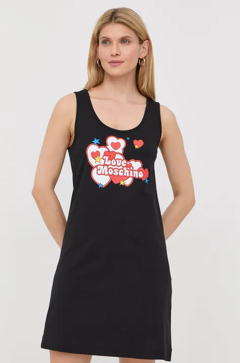 Βαμβακερό φόρεμα Love Moschino χρώμα: μαύρο