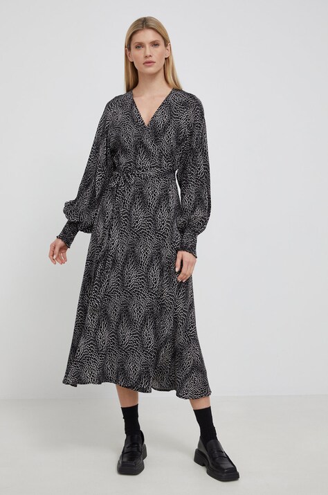 Gestuz rochie culoarea negru, maxi, evazată