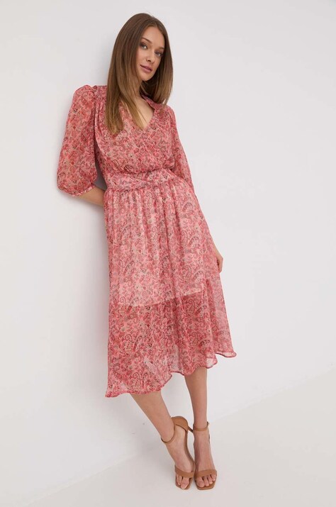 Morgan rochie culoarea roz, midi, evazată