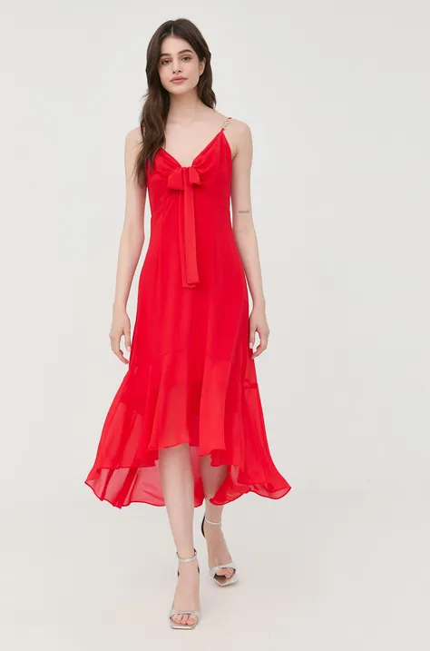 Morgan sukienka kolor czerwony midi rozkloszowana