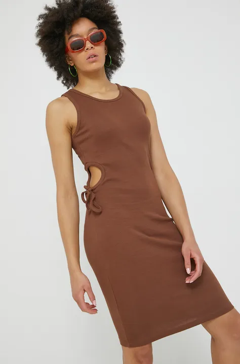 Brave Soul sukienka kolor brązowy mini dopasowana