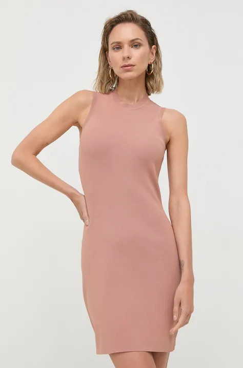 Šaty Victoria Beckham ružová farba, mini, priliehavá
