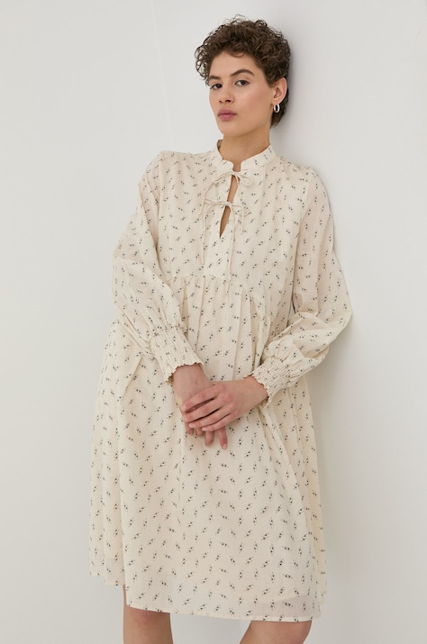 Bruuns Bazaar rochie culoarea bej, midi, evazată