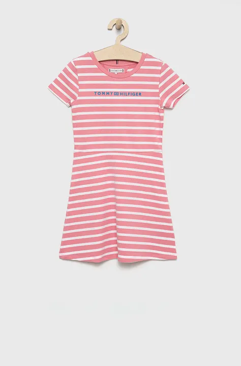 Παιδικό φόρεμα Tommy Hilfiger χρώμα: ροζ,