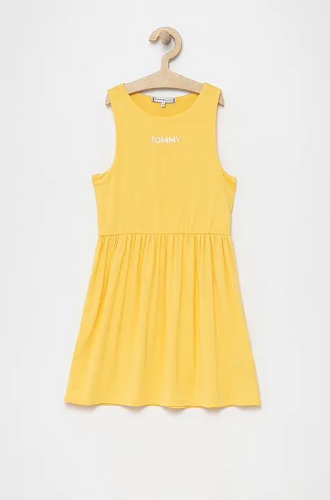 Παιδικό φόρεμα Tommy Hilfiger χρώμα: κίτρινο,