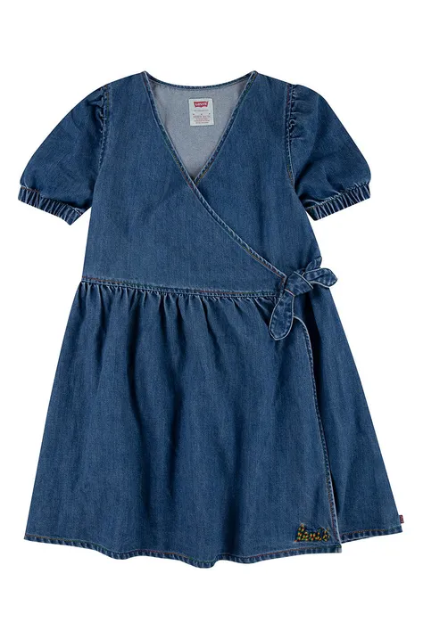 Dievčenské rifľové šaty Levi's tmavomodrá farba, mini, áčkový strih