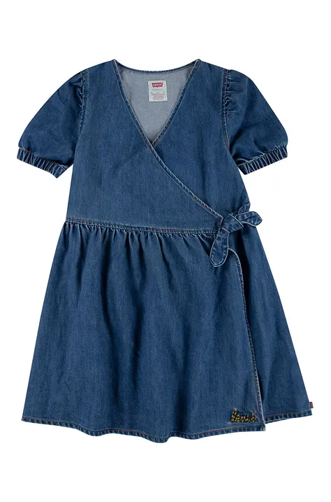 Dječja traper haljina Levi's boja: tamno plava, mini, širi se prema dolje