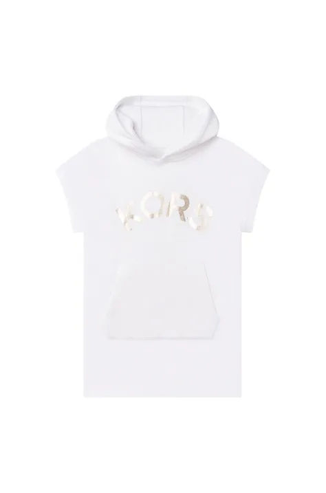 Dječja pamučna haljina Michael Kors boja: bijela, mini, ravna