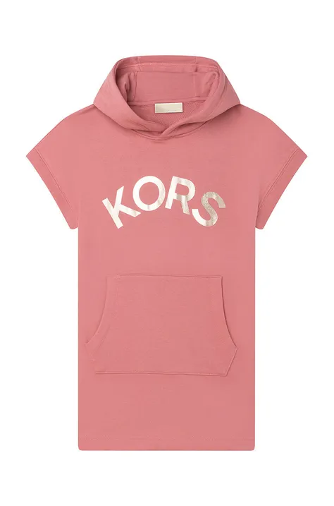 Dječja pamučna haljina Michael Kors boja: ružičasta, mini, ravna
