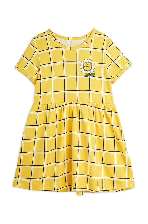 Mini Rodini sukienka bawełniana dziecięca kolor żółty mini rozkloszowana