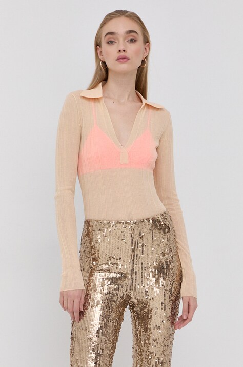 Patrizia Pepe Longsleeve femei, culoarea portocaliu
