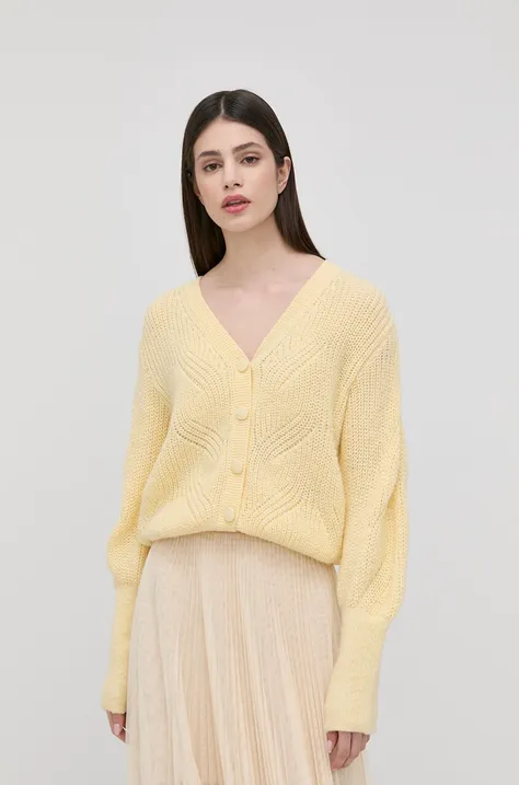 Kardigan s primjesom vune Morgan ženski, boja: žuta, lagani