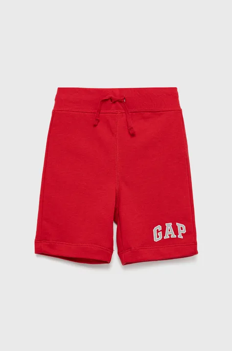 Detské krátke nohavice GAP červená farba, melanžové, nastaviteľný pás