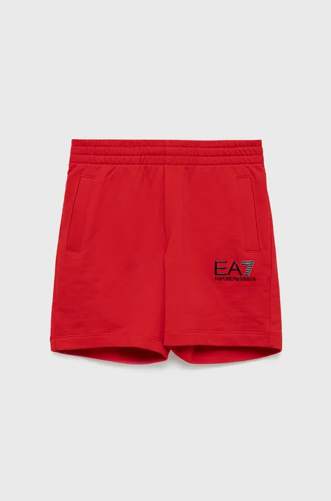 EA7 Emporio Armani szorty bawełniane dziecięce 3LBS51.BJ05Z kolor czerwony regulowana talia