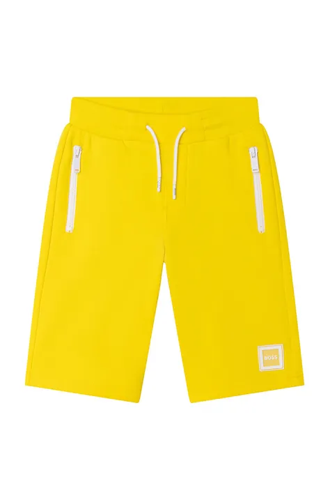 Otroške kratke hlače BOSS rumena barva
