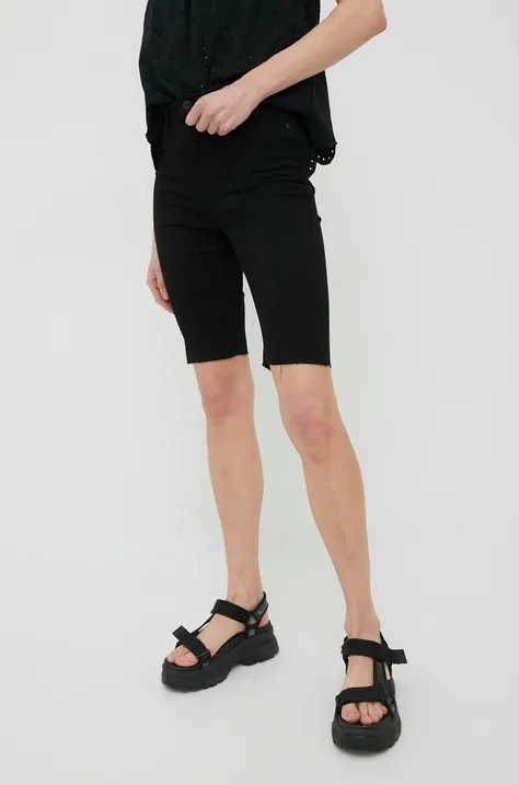 Къси панталони Noisy May в черно с изчистен дизайн с висока талия