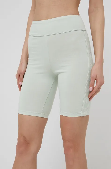 Kratke hlače Guess za žene, boja: zelena, s aplikacijom, visoki struk