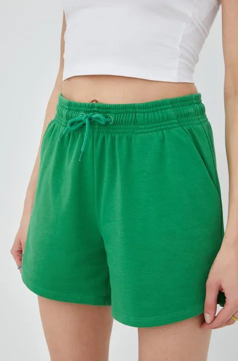 JDY szorty damskie kolor zielony gładkie high waist