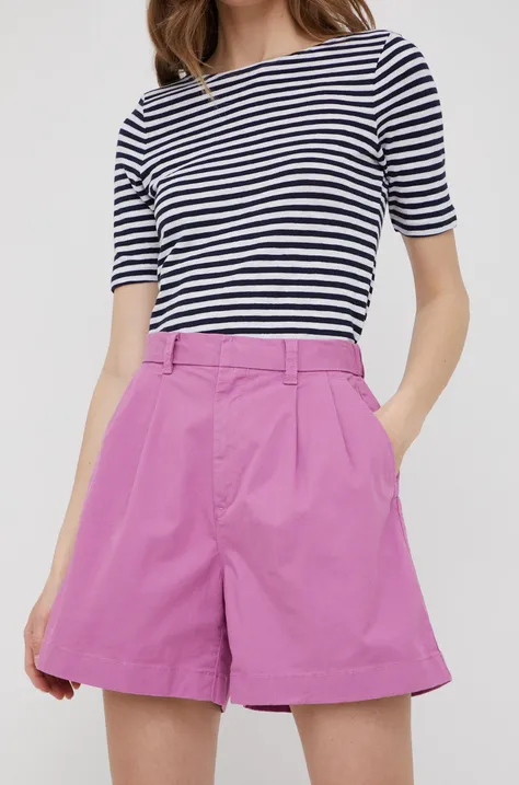 GAP szorty damskie kolor fioletowy gładkie high waist