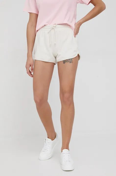 Къси панталони GAP дамско в бежово с изчистен дизайн със стандартна талия