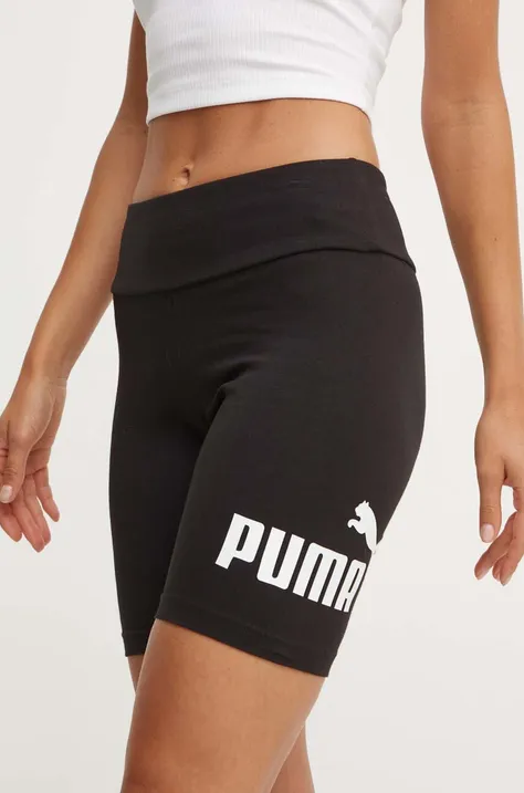 Puma rövidnadrág 84834701 női, fekete, nyomott mintás, közepes derékmagasságú, 847387