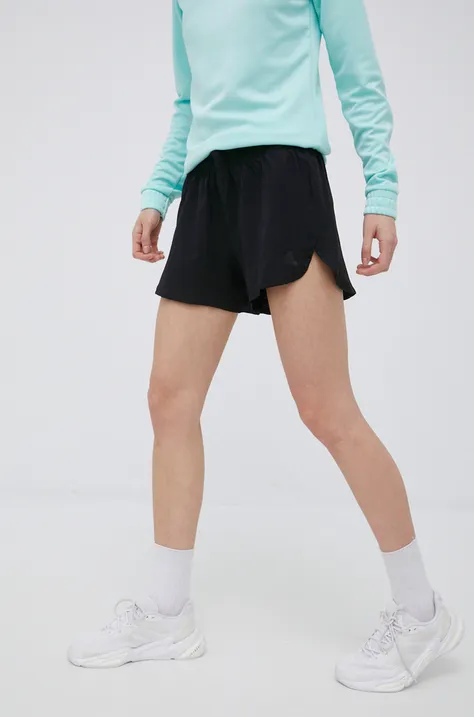 adidas Performance rövidnadrág futáshoz Fast Running HE0345 női, fekete, sima, közepes derékmagasságú