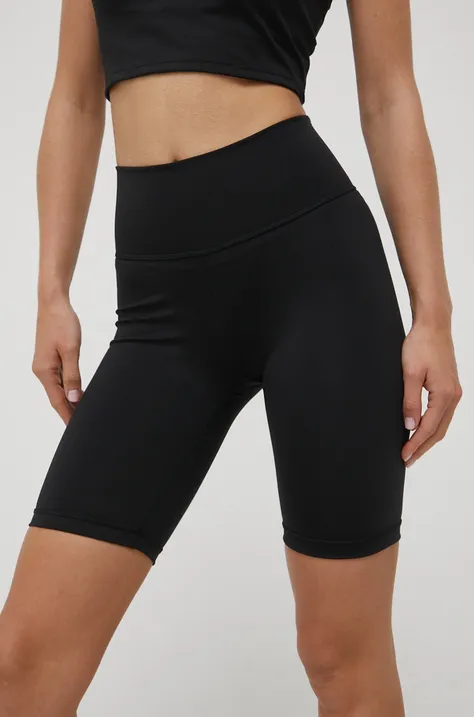 adidas Performance pantaloni scurți de antrenament Optime H64227 femei, culoarea negru, neted, high waist