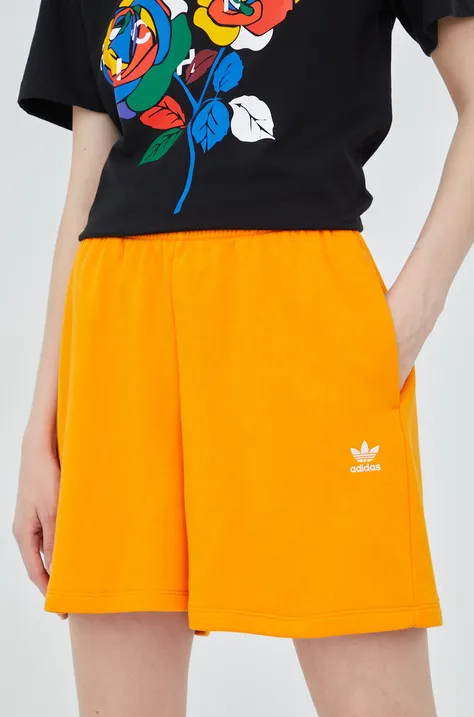 Kratke hlače adidas Originals Adicolor za žene, boja: narančasta, s aplikacijom, visoki struk, HC0627-BORANG